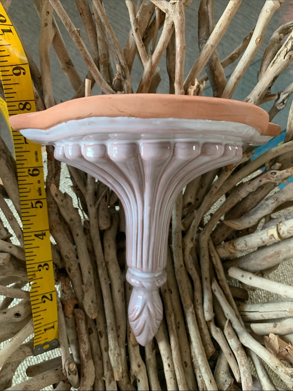 Vintage glazed terracotta wall sconce shelf/corbel c.1987